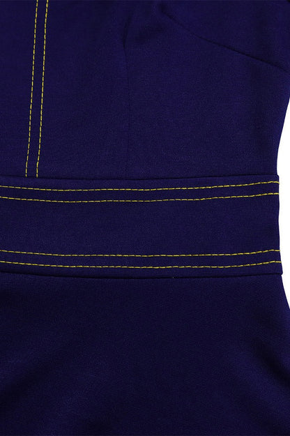 Contrast-Trim Fit-and-Flare Midi Dress Lavish Daily