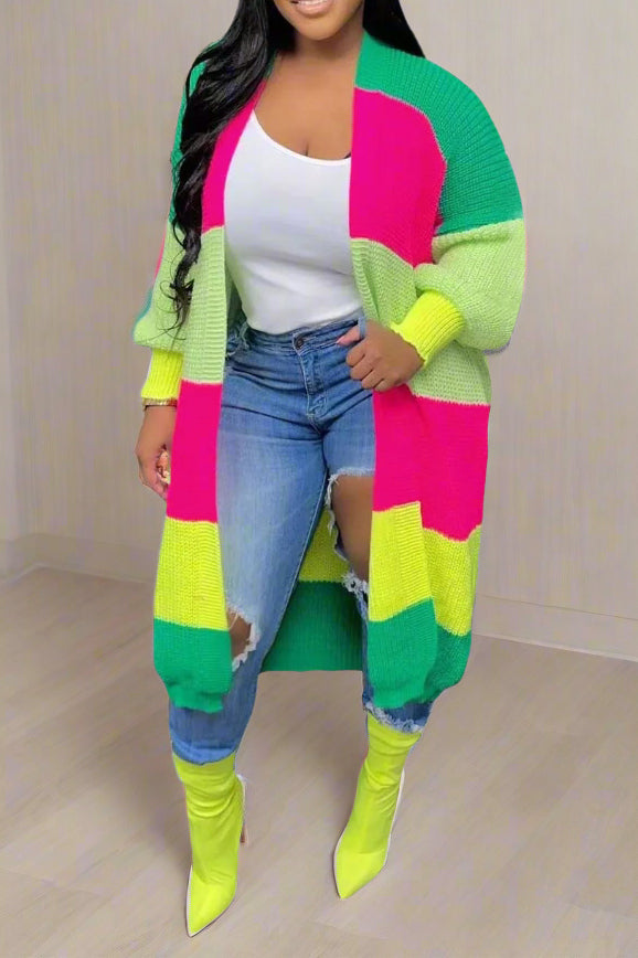 Stripe Knit Cardigan Sweater Lavish Daily