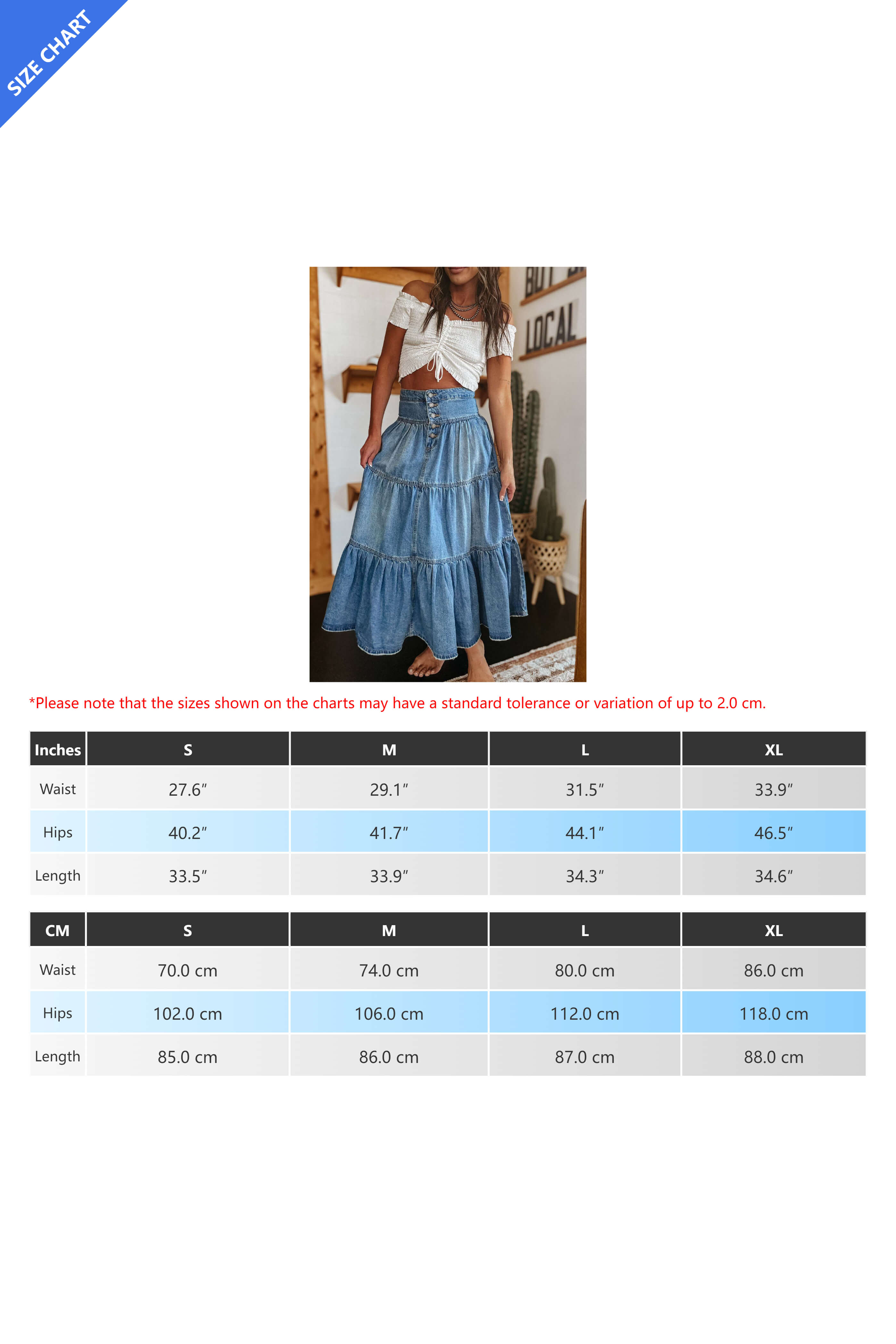 Front Button 3 Tiered Denim Skirt Lavish Daily