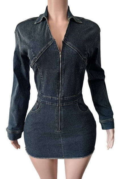Zip-Up Denim Corset Mini Dress Lavish Daily