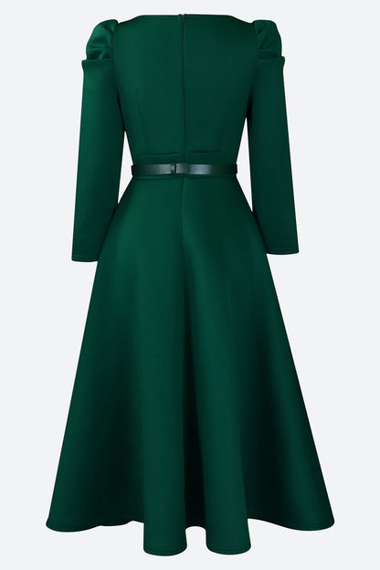 Puff Sleeve Elegant Pleated A-Line Dress Lavish Daily
