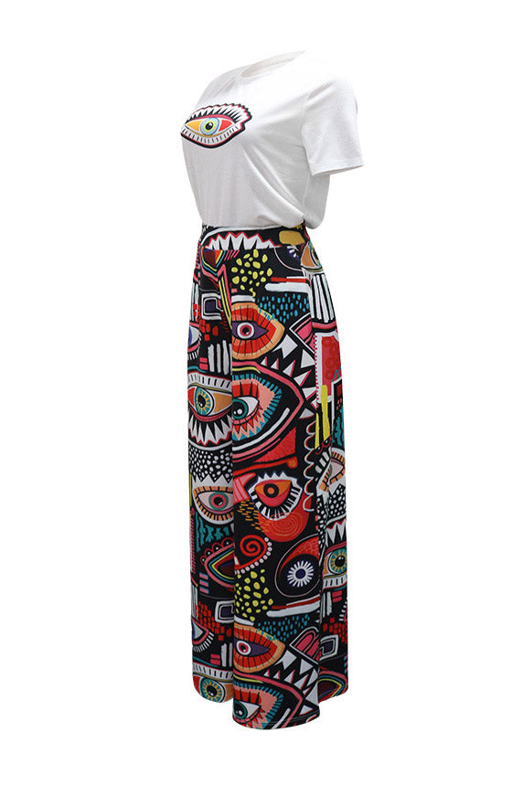 Printed Two Piece Set with Wide Leg Pants Lavish Daily