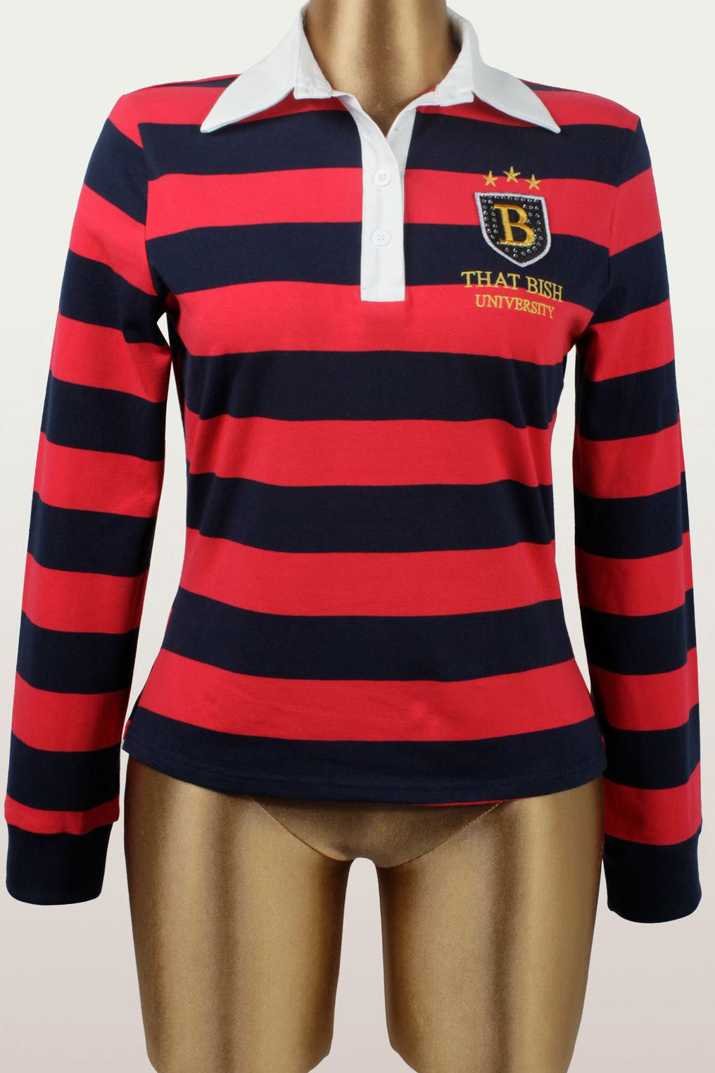 Striped Contrast Collared Polo Top LavishDaily