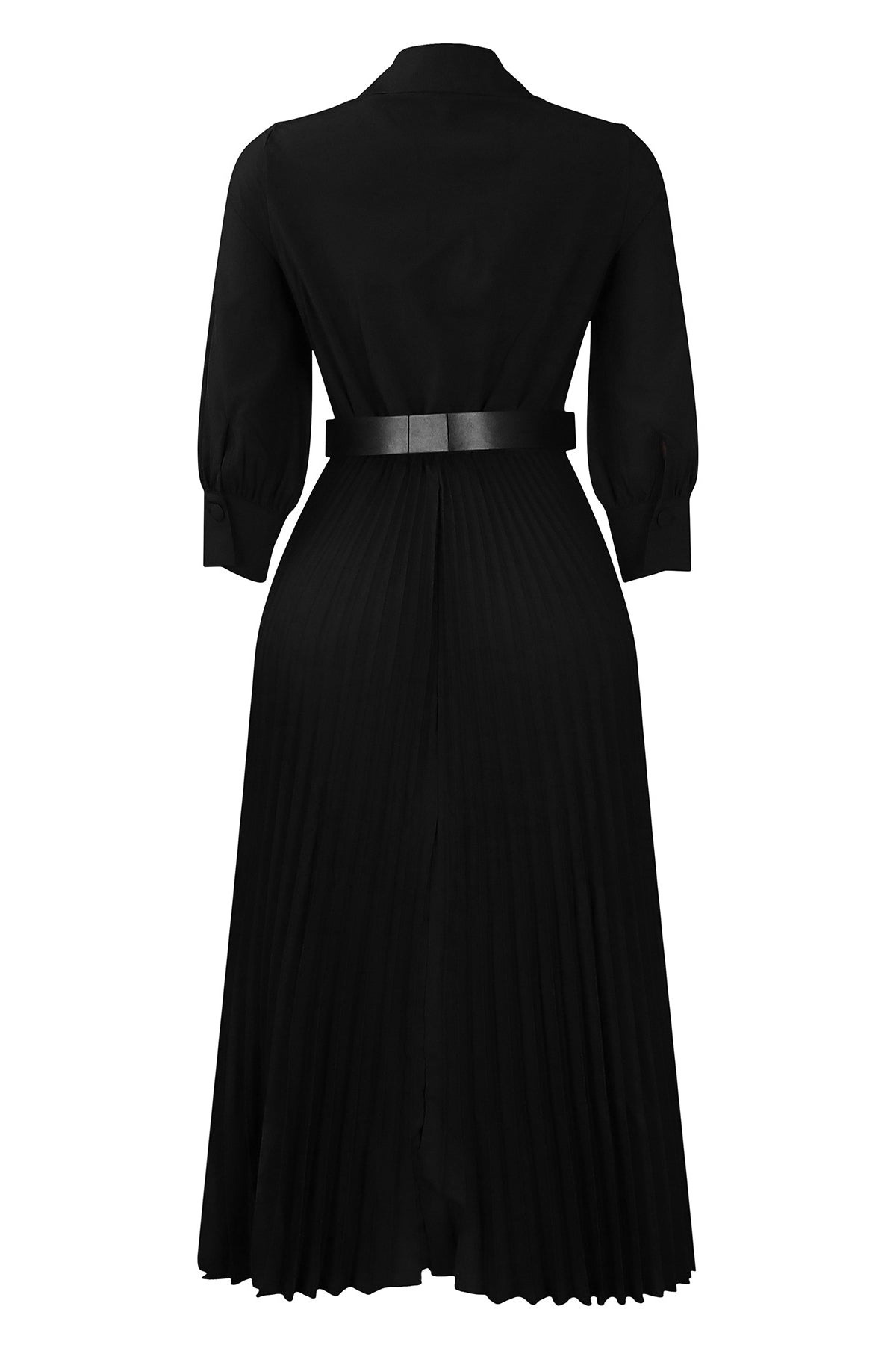 Solid Color Cinched Waist Pleated Long Dress Lavish Daily