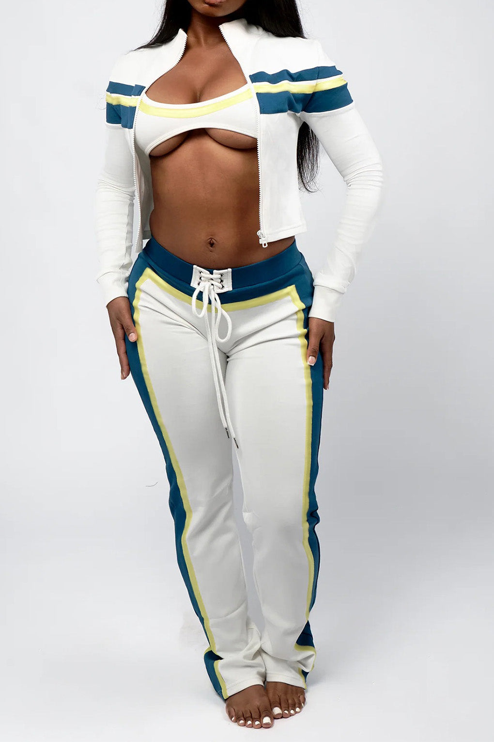 Printed Front-Tie Top and Long Pants Set Lavish Daily