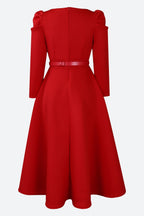 Puff Sleeve Elegant Pleated A-Line Dress Lavish Daily