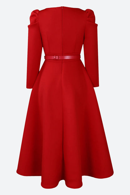 Puff Sleeve Elegant Pleated A-Line Dress Lavish Daily