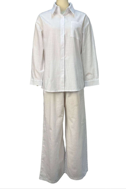 Relaxed Shirt & Wide Leg Pants Set Lavish Daily