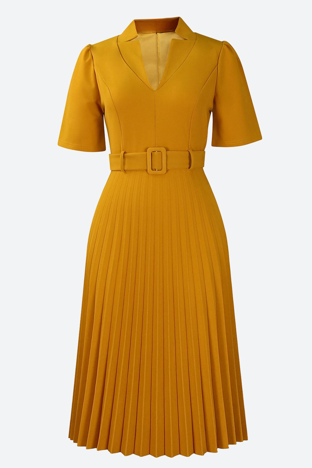 Short Sleeve V-Neck Pleated Slim Waist Dress Lavish Daily