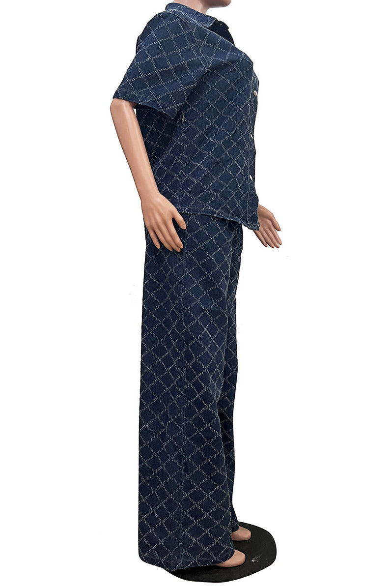 Quilted Textured Denim Set Lavish Daily