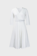 V-Neck Wrinkled Midi Dress Lavish Daily