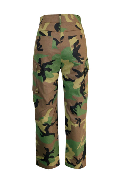 High-Rise Classic Camo Multi-Pocket Cargos Lavish Daily