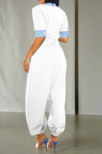 Loose Fit V-Neck Denim Jumpsuit Lavish Daily