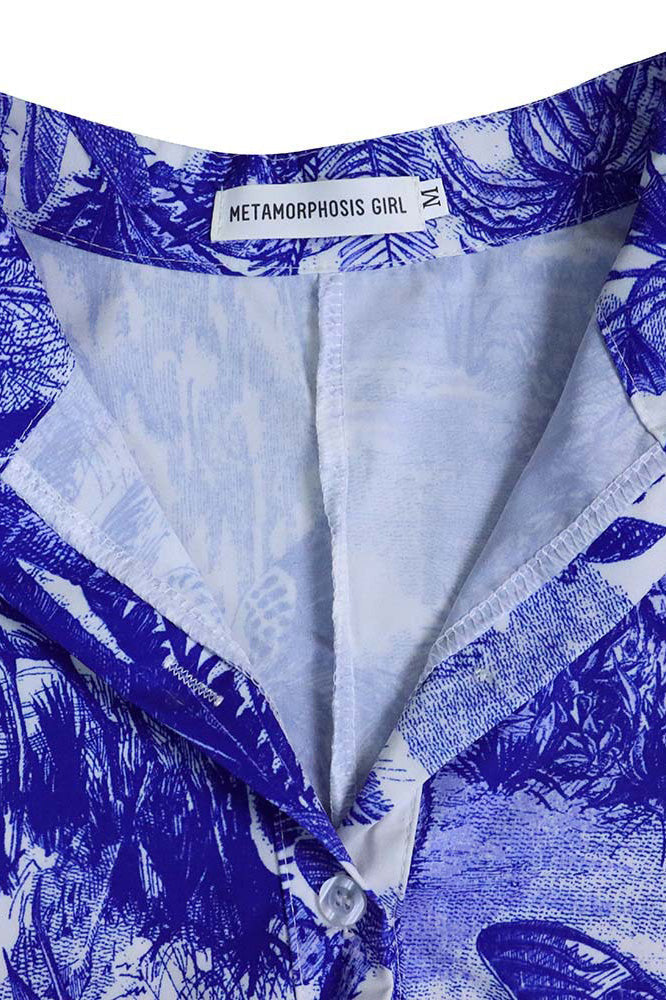 Printed Short-Sleeve Flowy Plus-Size Dress Lavish Daily