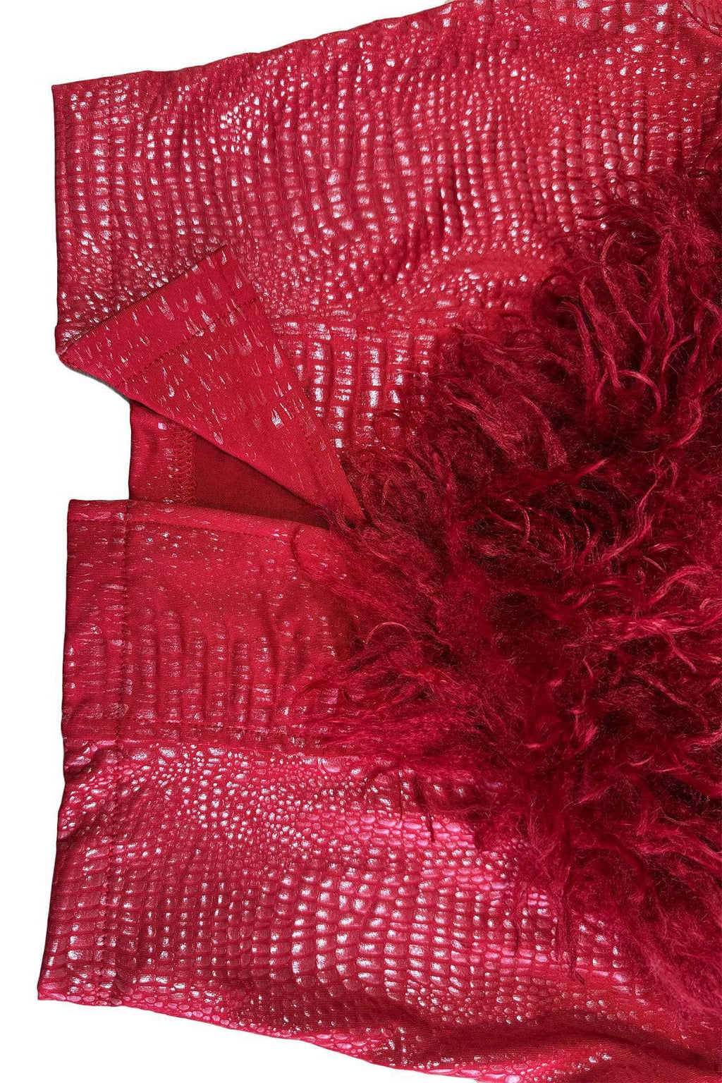 Fur Collar & Cuff Metallic Top and Shorts Set Lavish Daily