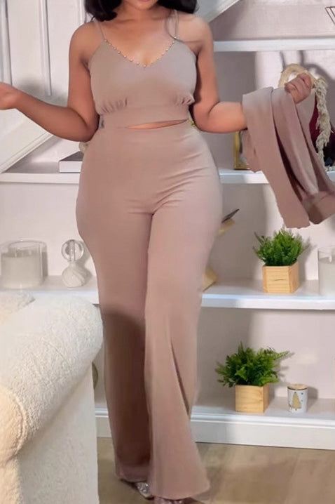 Elegant Pearl Lapel Blazer Three-Piece Set Lavish Daily