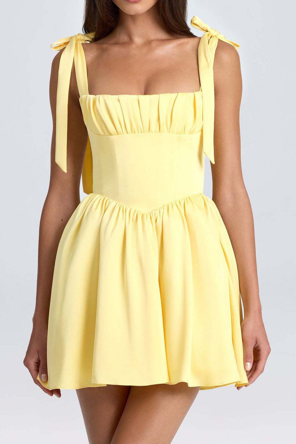 Pintucked Shirred Mini Dress Lavish Daily