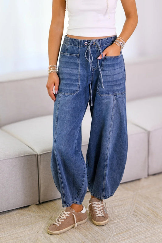 Drawstring Jeans with Pockets Lavish Daily