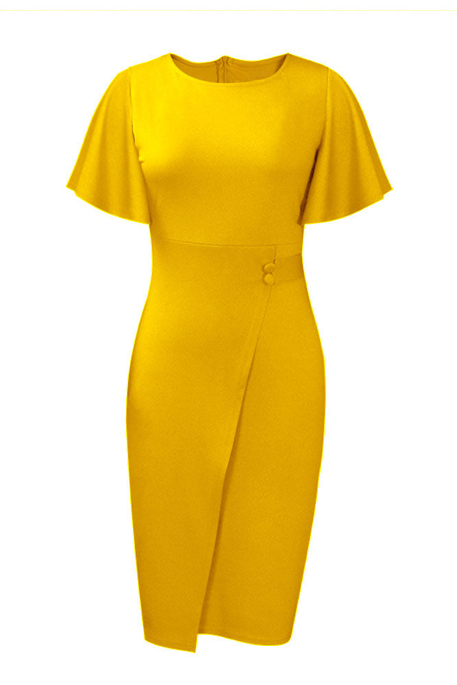 Midi Bodycon Ruffle Sleeve Dress Lavish Daily