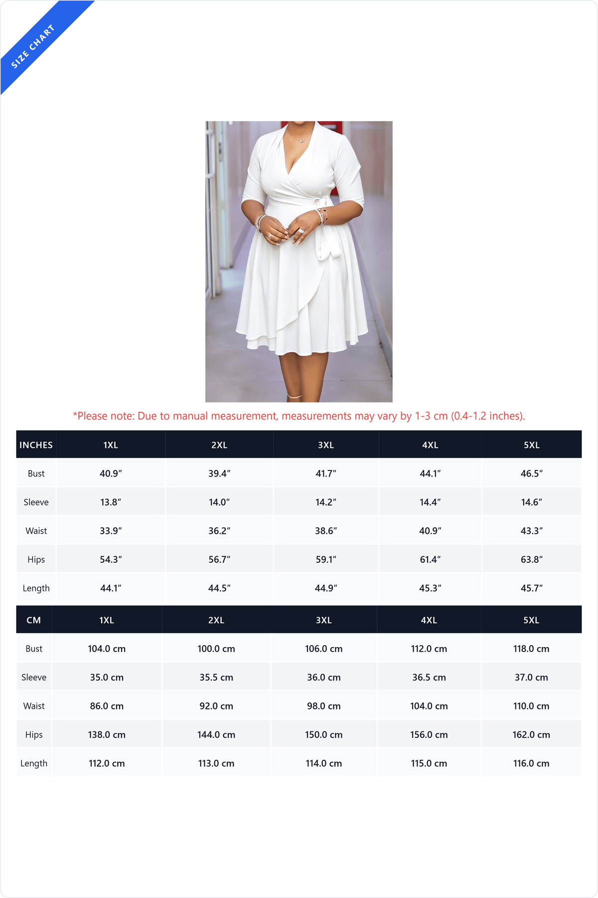 Plus Size Faux Wrap A-Line Dress Lavish Daily