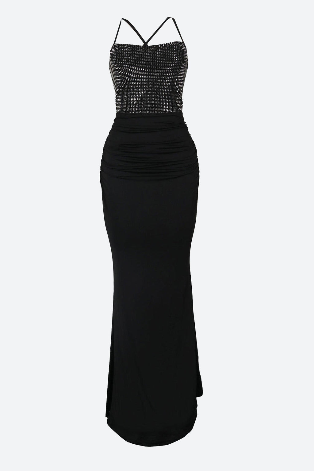 Rhinestone Lace-Up Cutout Mermaid Dress Lavish Daily