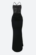 Rhinestone Lace-Up Cutout Mermaid Dress Lavish Daily
