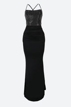 Rhinestone Lace-Up Cutout Mermaid Dress Lavish Daily