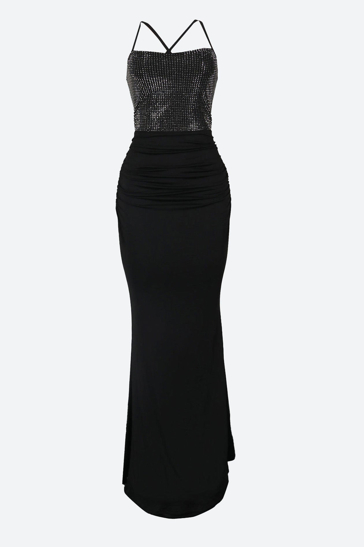 Rhinestone Lace-Up Cutout Mermaid Dress Lavish Daily