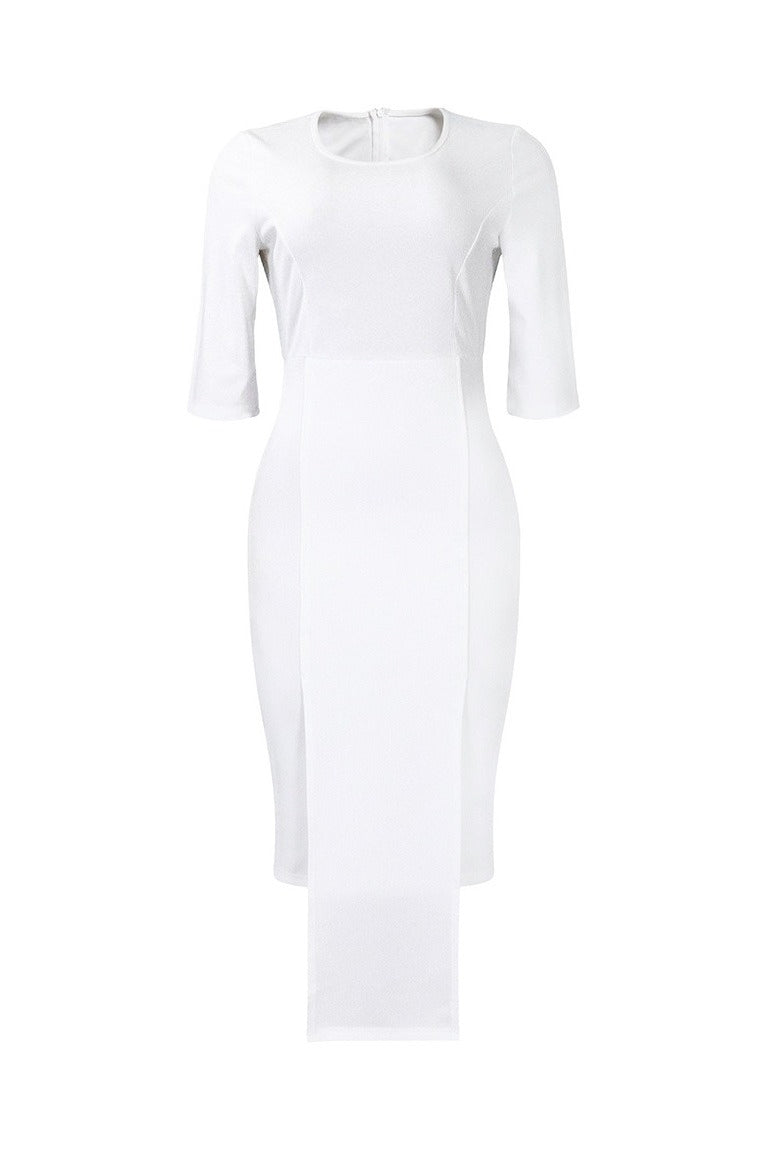 Elegant 3/4 Sleeve Front Slit Pencil Dress Lavish Daily