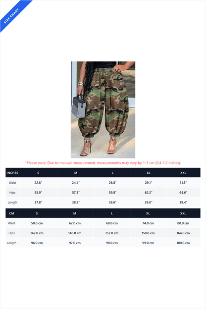 Camo Print Balloon Cropped Pants Lavish Daily