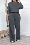 Cropped Sweatshirt and Wide Leg Tracksuit LavishDaily