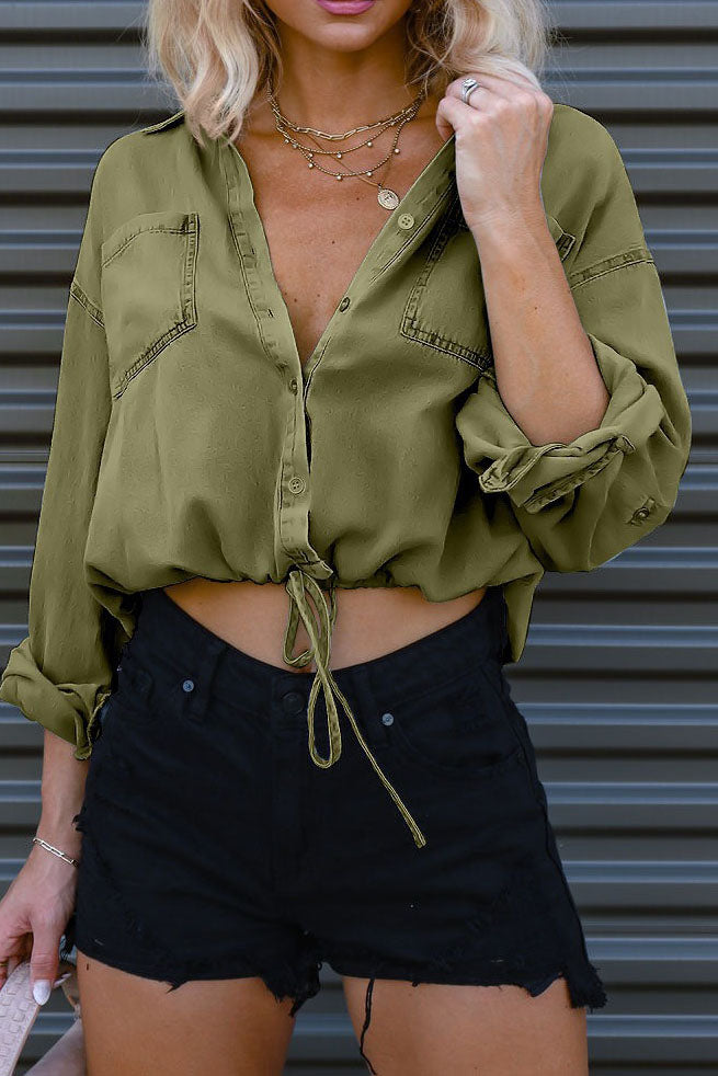 Long Sleeve Button Down Blouses Denim Shirt Lavish Daily