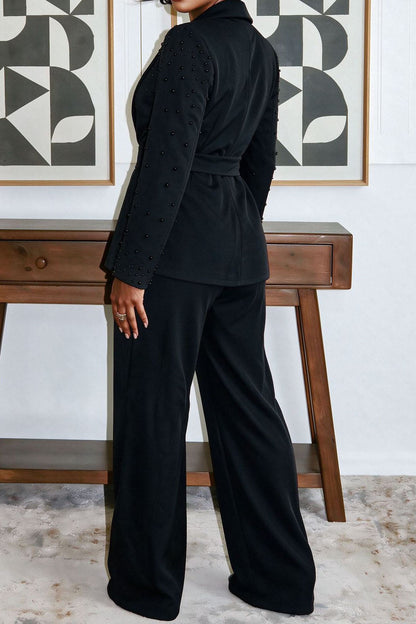 Pearl Embellished Wrap Suit Set Lavish Daily
