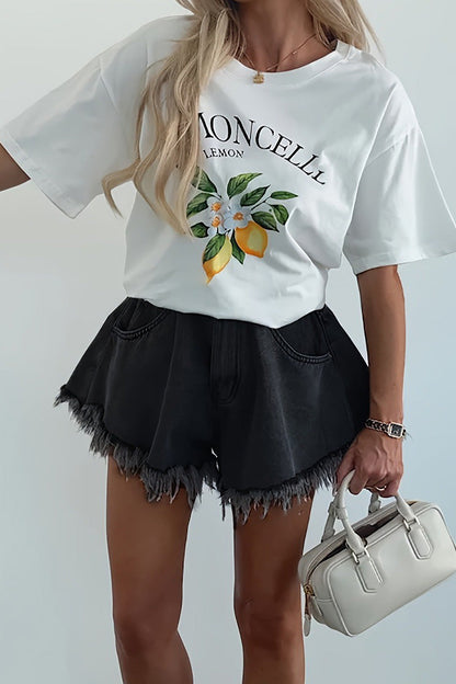 High Rise Flared Raw Hem Denim Shorts Lavish Daily