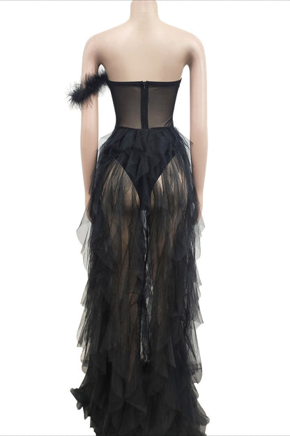 Strapless Corset Tulle Maxi Dress Lavish Daily