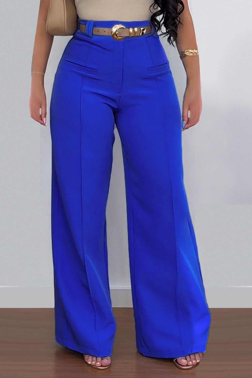 Casual Solid Color Loose Wide-Leg Pants Lavish Daily
