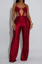 Solid Backless Lace-Up Jumpsuit LavishDaily