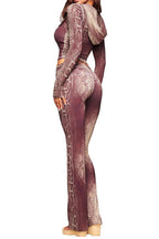 Snake Print Zip Crop & Flare Set Lavish Daily