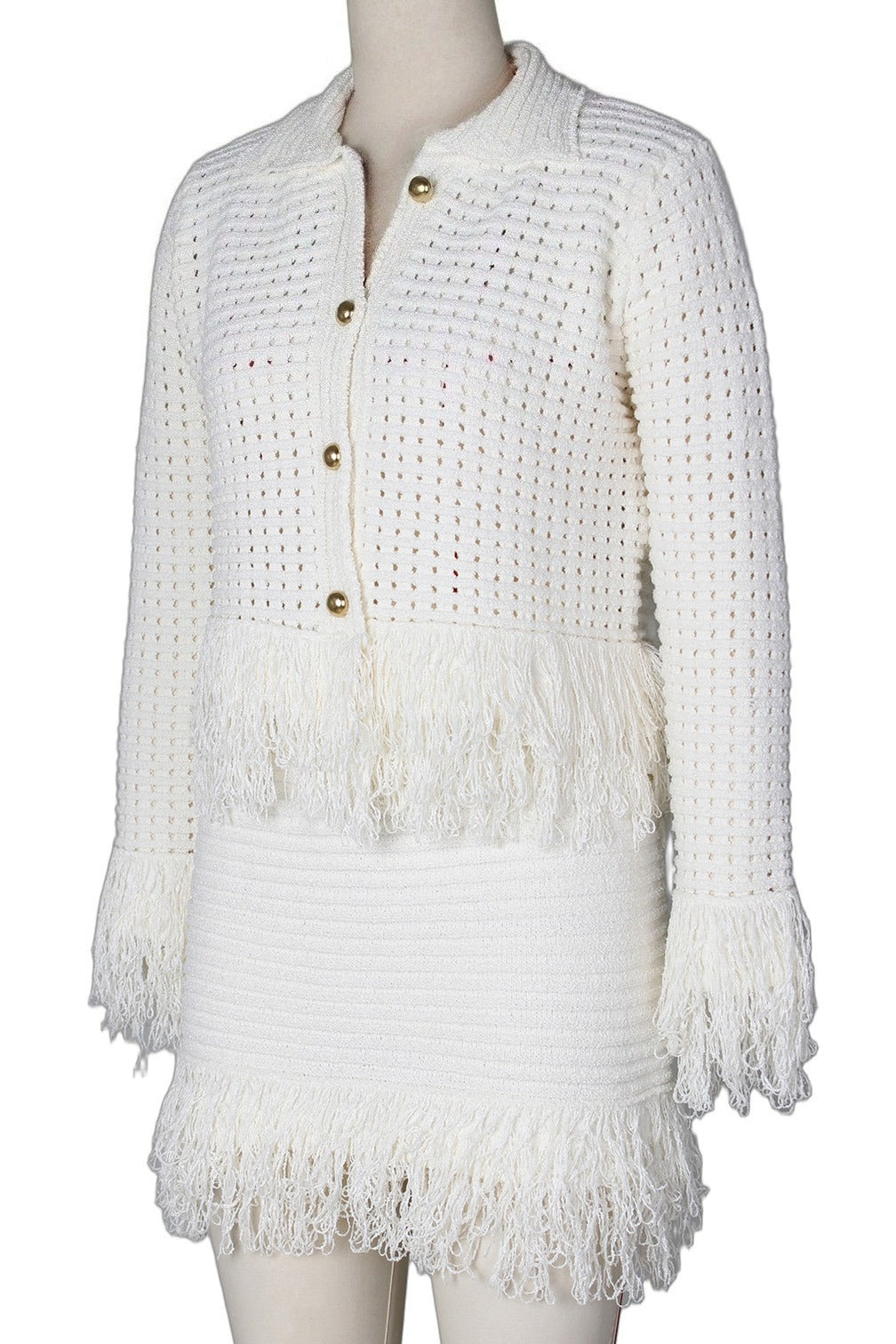 Knitted Fringe Skirt Set Lavish Daily