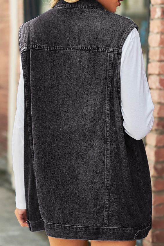 Vintage Distressed Denim Vest Jacket Lavish Daily