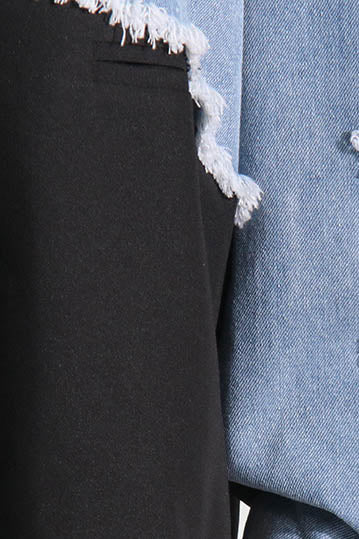 Color Blocking Loose Denim Jacket Lavish Daily