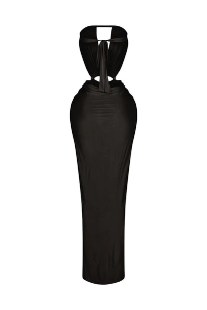 Cutout Ruched High Slit Maxi Dress Lavish Daily