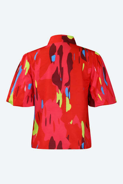 Tie Bow Colorblock Blouse Lavish Daily