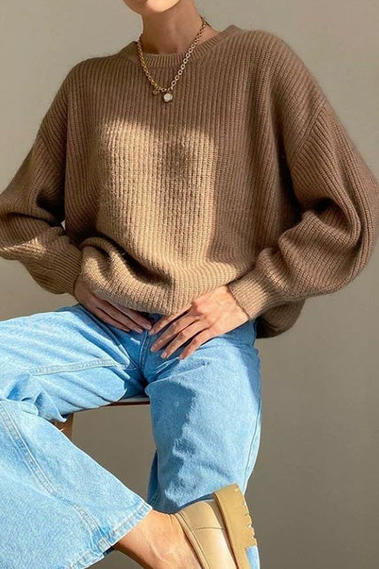 Oversized Striped Knitted Crew Neck Jumper Lavish Daily