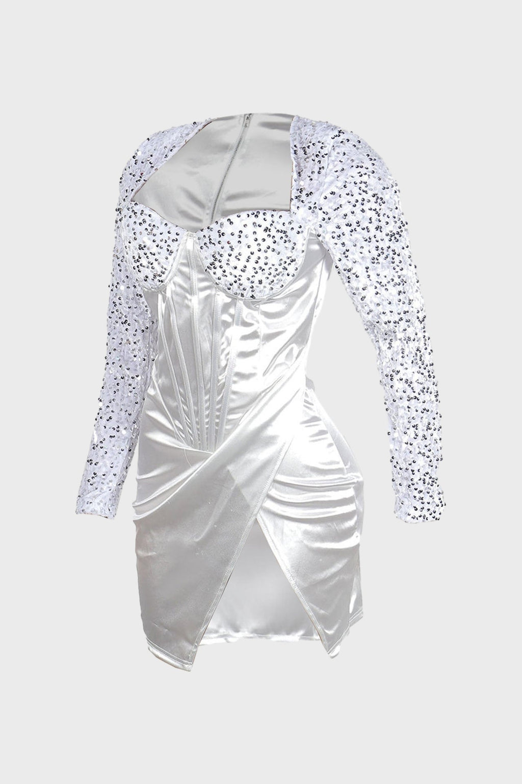 Split Square Cut Collar Stretch Sequin Dress Lavish Daily