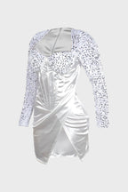 Split Square Cut Collar Stretch Sequin Dress Lavish Daily