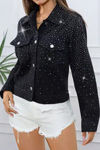 Black Rhinestone Denim Jacket Lavish Daily