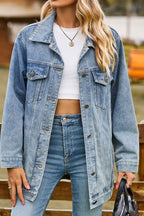 Trendy Women's Button-Up Denim Jacket Lavish Daily