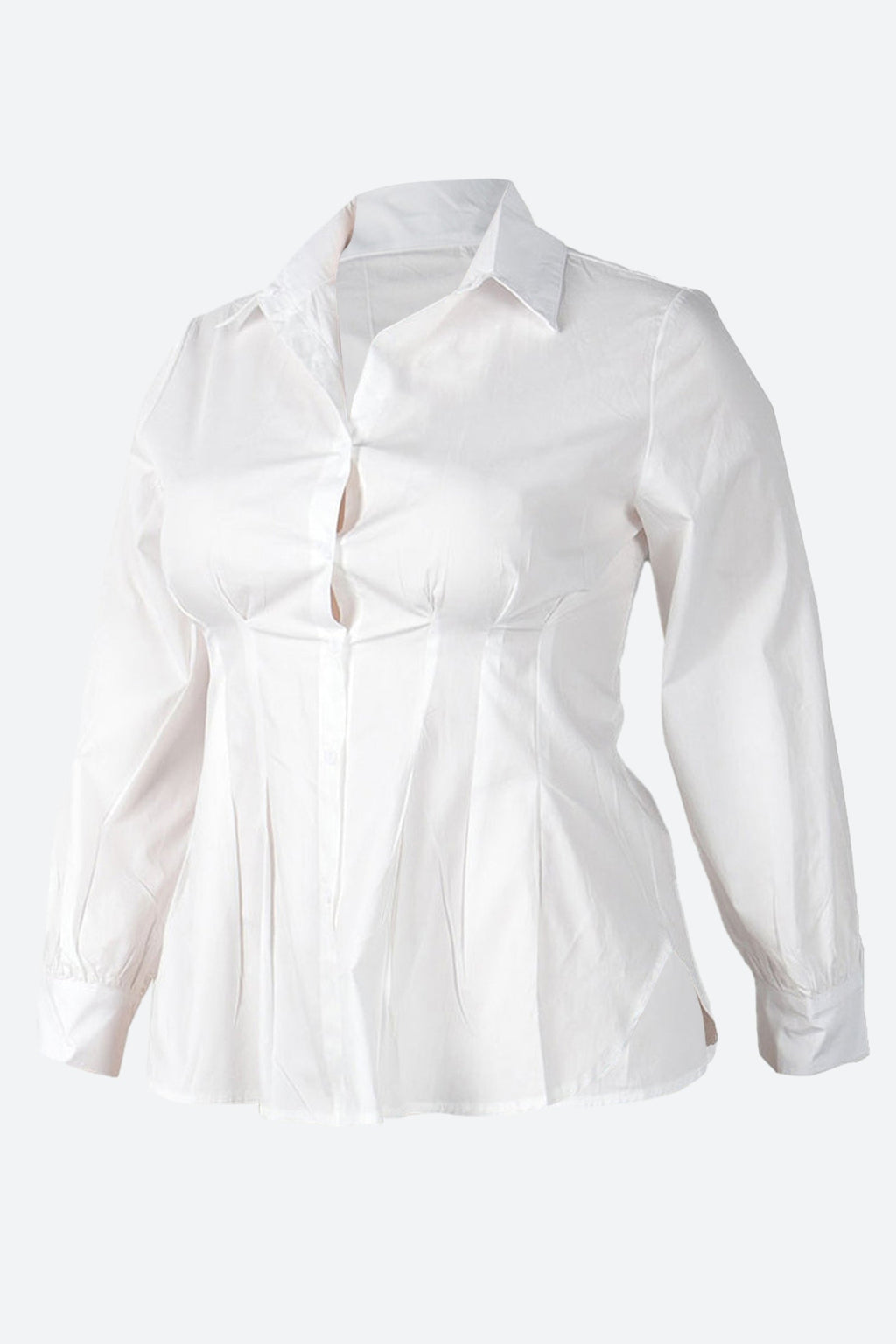 Collar Button Long Sleeve Blouse Lavish Daily