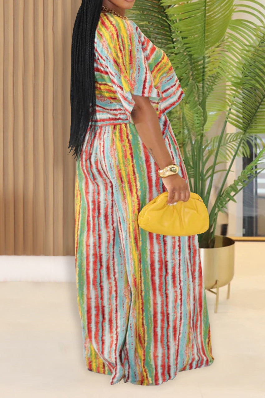 Stripe Crop Top & Wide-Leg Pants Set Lavish Daily